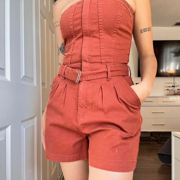 Circus NY Strapless Belted Romper – Rust Orange – Size 27 (Small) - Picture 3 of 8